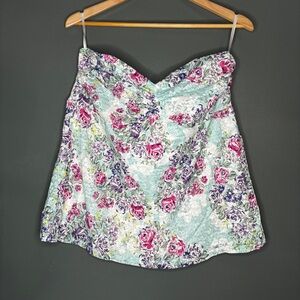 torrid Mint Floral Lace Strapless Bustier Top with Pink & Purple Flowers